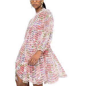 Zimmermann Poppy Eyelet Dress in Crimson Floral Print. Size XS